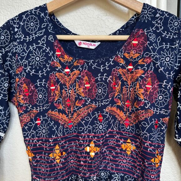 Hoorlin Blue Floral Embellished Maxi Kurti Dress - Girls XL - Picture 2 of 4